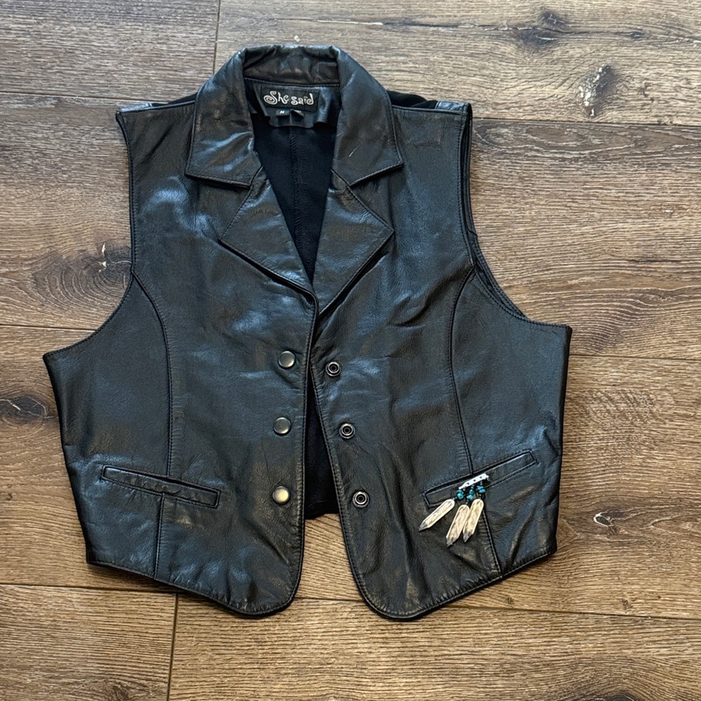 She‎ said Faux leather vest medium